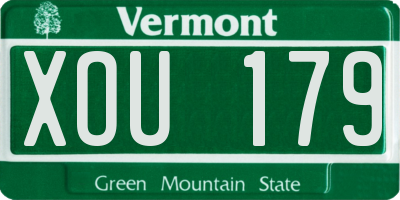 VT license plate XOU179
