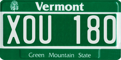 VT license plate XOU180