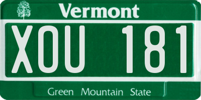 VT license plate XOU181