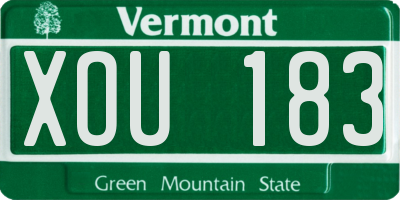 VT license plate XOU183