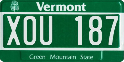 VT license plate XOU187