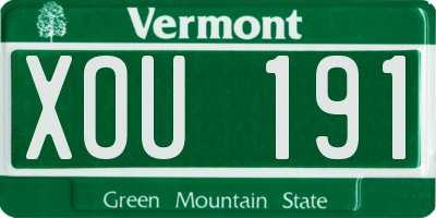 VT license plate XOU191