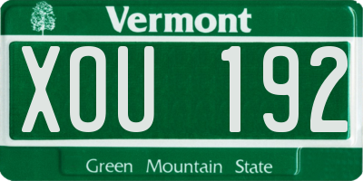 VT license plate XOU192