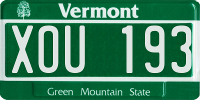 VT license plate XOU193