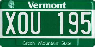 VT license plate XOU195