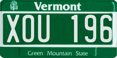 VT license plate XOU196