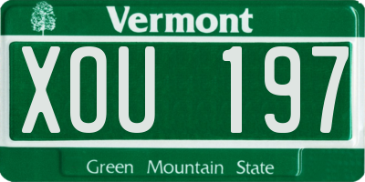 VT license plate XOU197