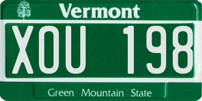 VT license plate XOU198