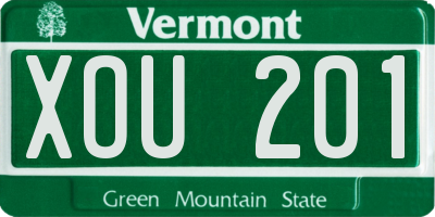 VT license plate XOU201