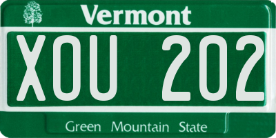 VT license plate XOU202