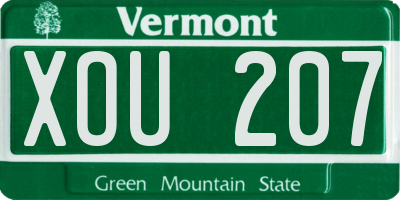 VT license plate XOU207