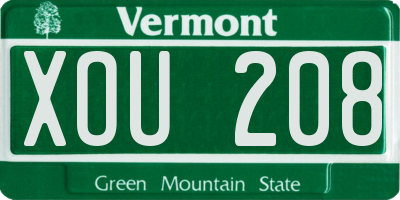 VT license plate XOU208