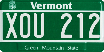 VT license plate XOU212