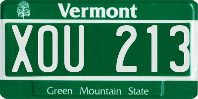 VT license plate XOU213