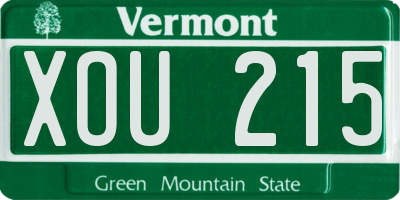 VT license plate XOU215