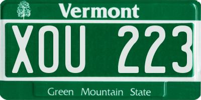 VT license plate XOU223