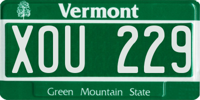 VT license plate XOU229