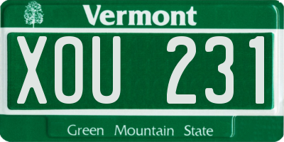 VT license plate XOU231