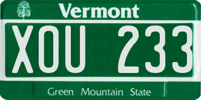 VT license plate XOU233