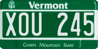 VT license plate XOU245