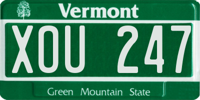 VT license plate XOU247