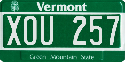 VT license plate XOU257
