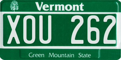 VT license plate XOU262