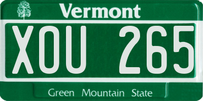 VT license plate XOU265