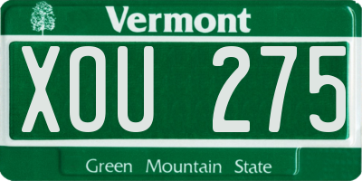 VT license plate XOU275