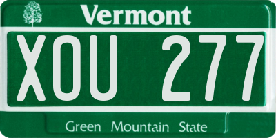 VT license plate XOU277