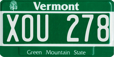 VT license plate XOU278