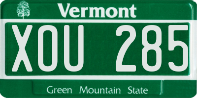 VT license plate XOU285