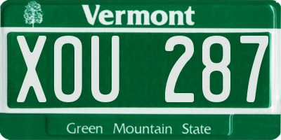 VT license plate XOU287