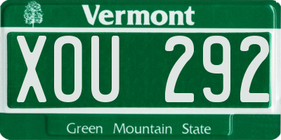 VT license plate XOU292