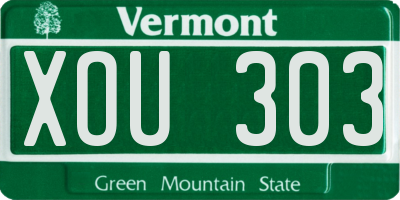 VT license plate XOU303
