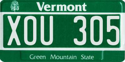VT license plate XOU305