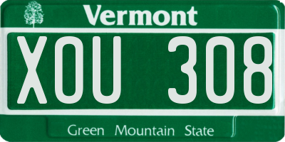 VT license plate XOU308