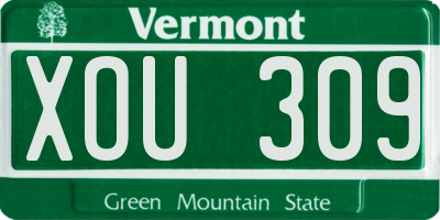 VT license plate XOU309
