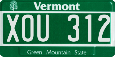 VT license plate XOU312