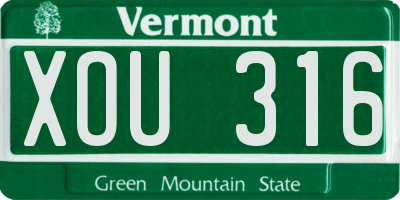 VT license plate XOU316