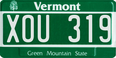 VT license plate XOU319