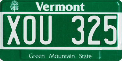 VT license plate XOU325