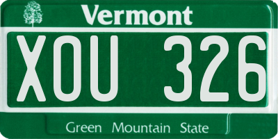VT license plate XOU326