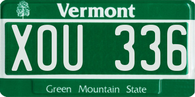 VT license plate XOU336