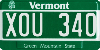 VT license plate XOU340
