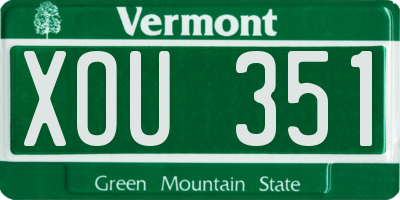 VT license plate XOU351