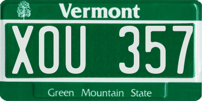VT license plate XOU357