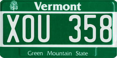 VT license plate XOU358