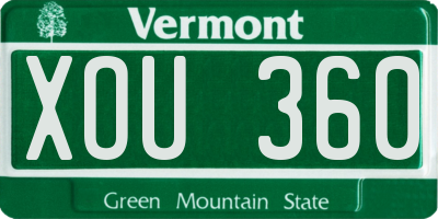 VT license plate XOU360