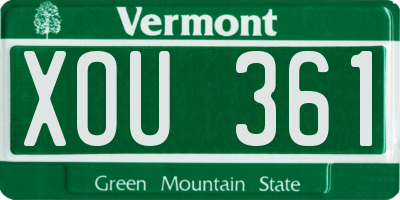 VT license plate XOU361